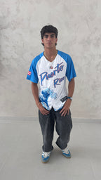 Puerto Rico Baseball Jersey – Blue & White Wave Edition