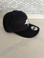 Black Curved-Brim Snapback Hat | Adjustable Cap