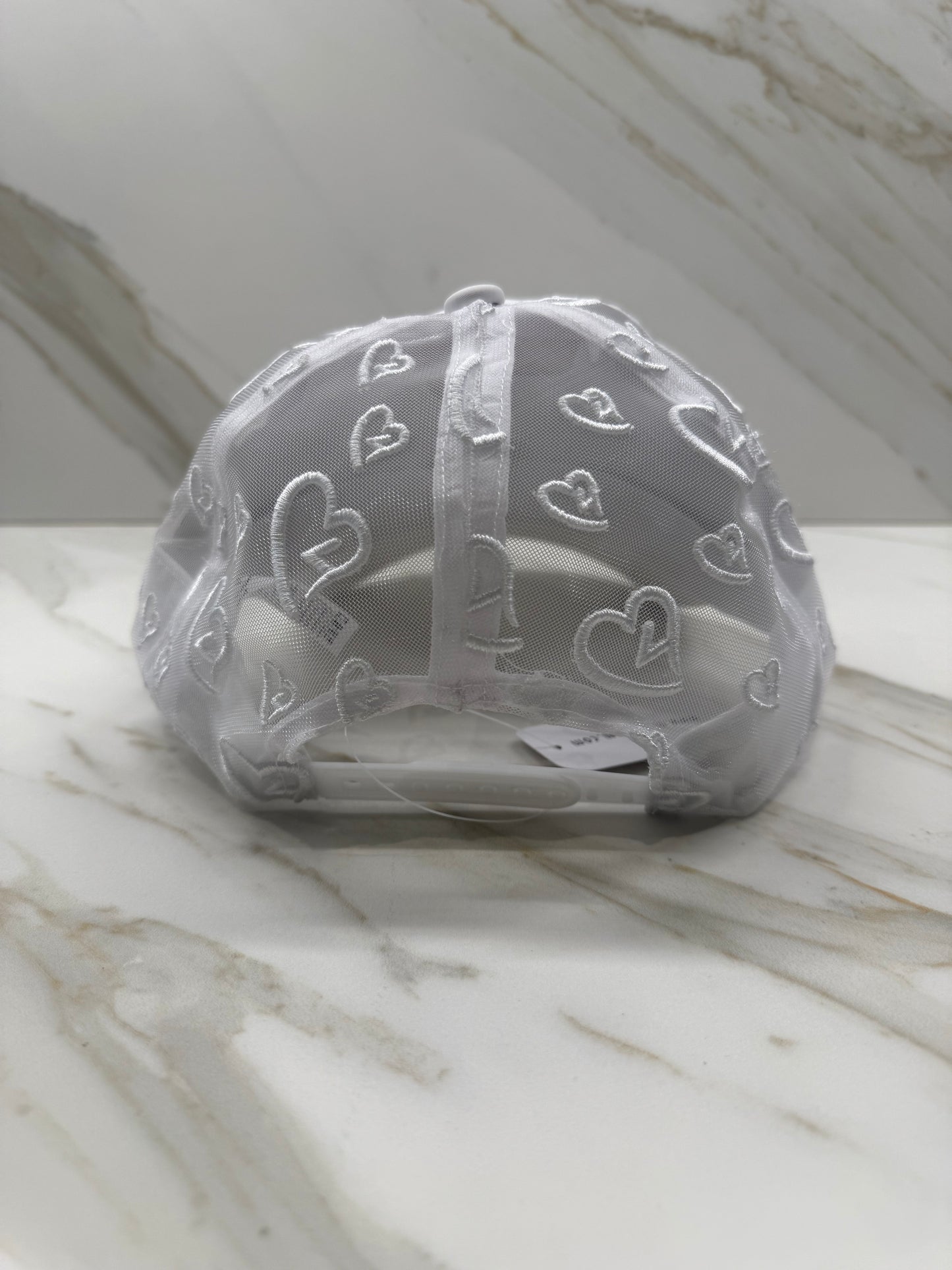 Love4 Heart Mesh Embroidered Baseball Cap – Adjustable Women’s Hat, Lightweight Polyester