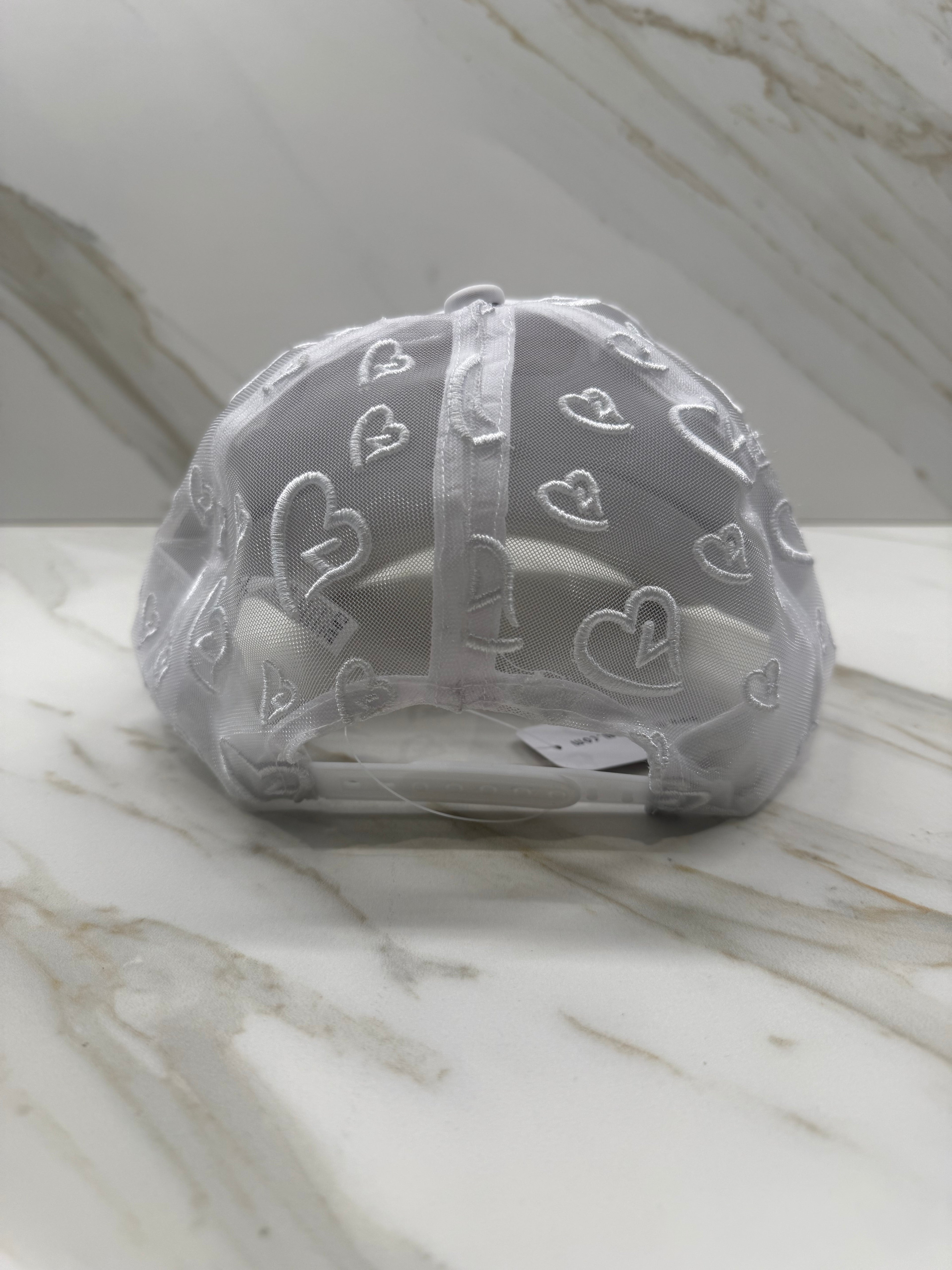 Love4 Heart Mesh Embroidered Baseball Cap – Adjustable Women’s Hat, Lightweight Polyester