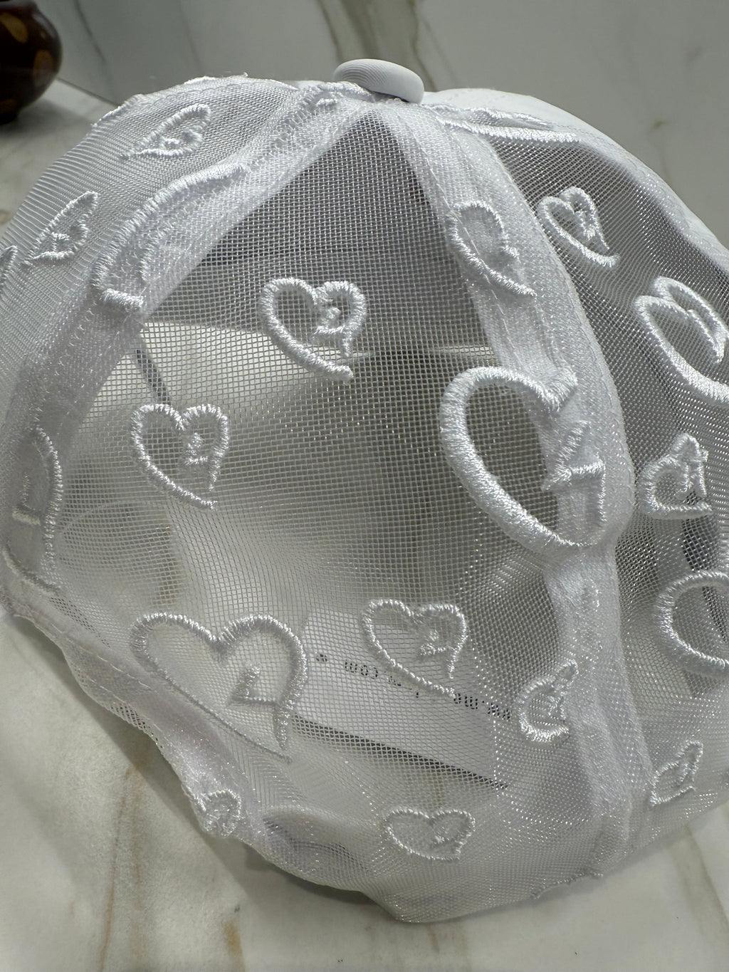 Love4 Heart Mesh Embroidered Baseball Cap – Adjustable Women’s Hat, Lightweight Polyester