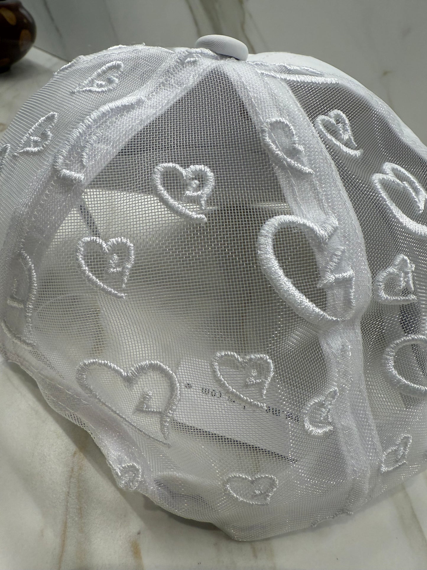 Love4 Heart Mesh Embroidered Baseball Cap – Adjustable Women’s Hat, Lightweight Polyester