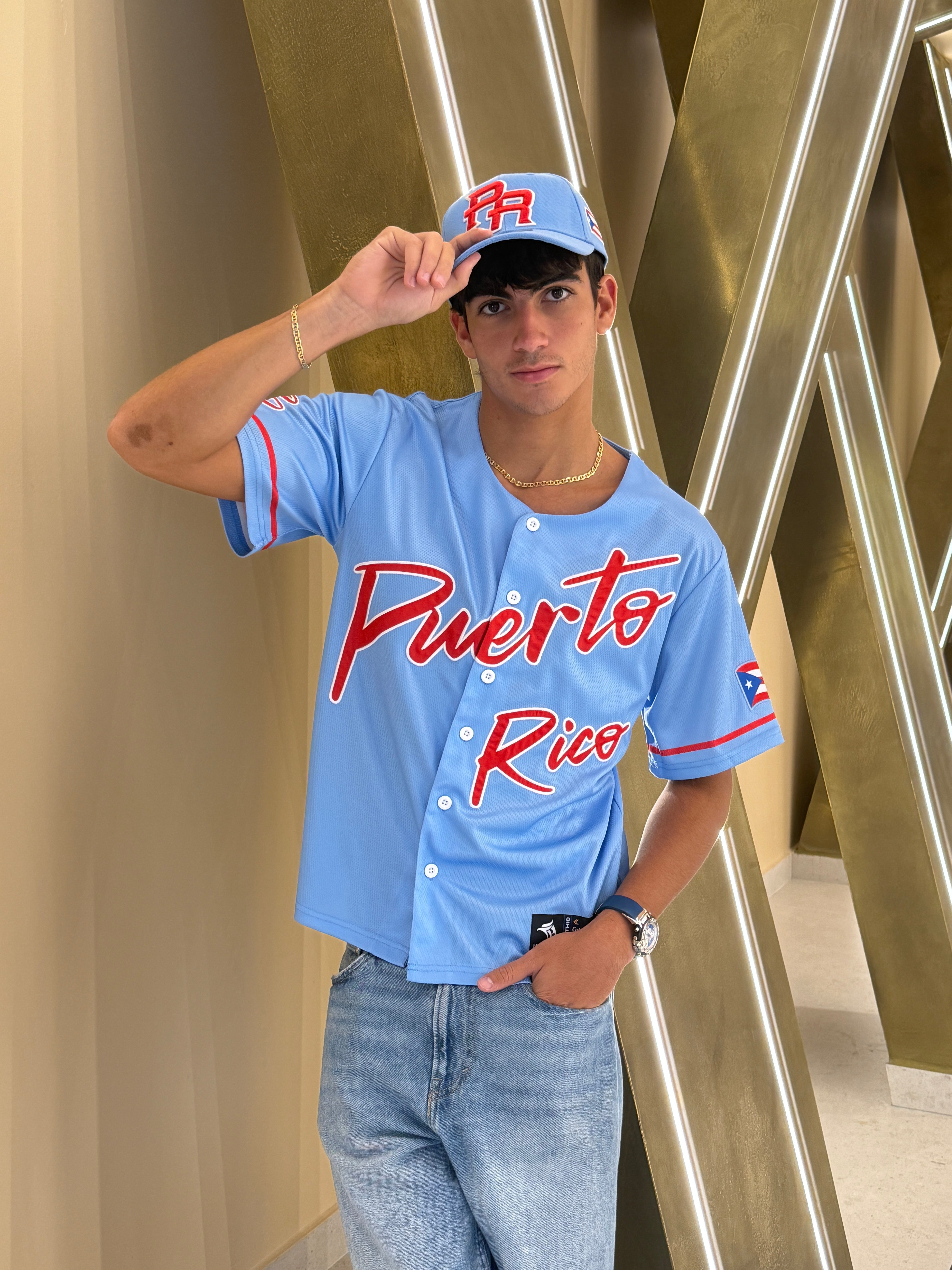 Puerto Rico Sky Blue V26  Embroidered Baseball Jersey Main image