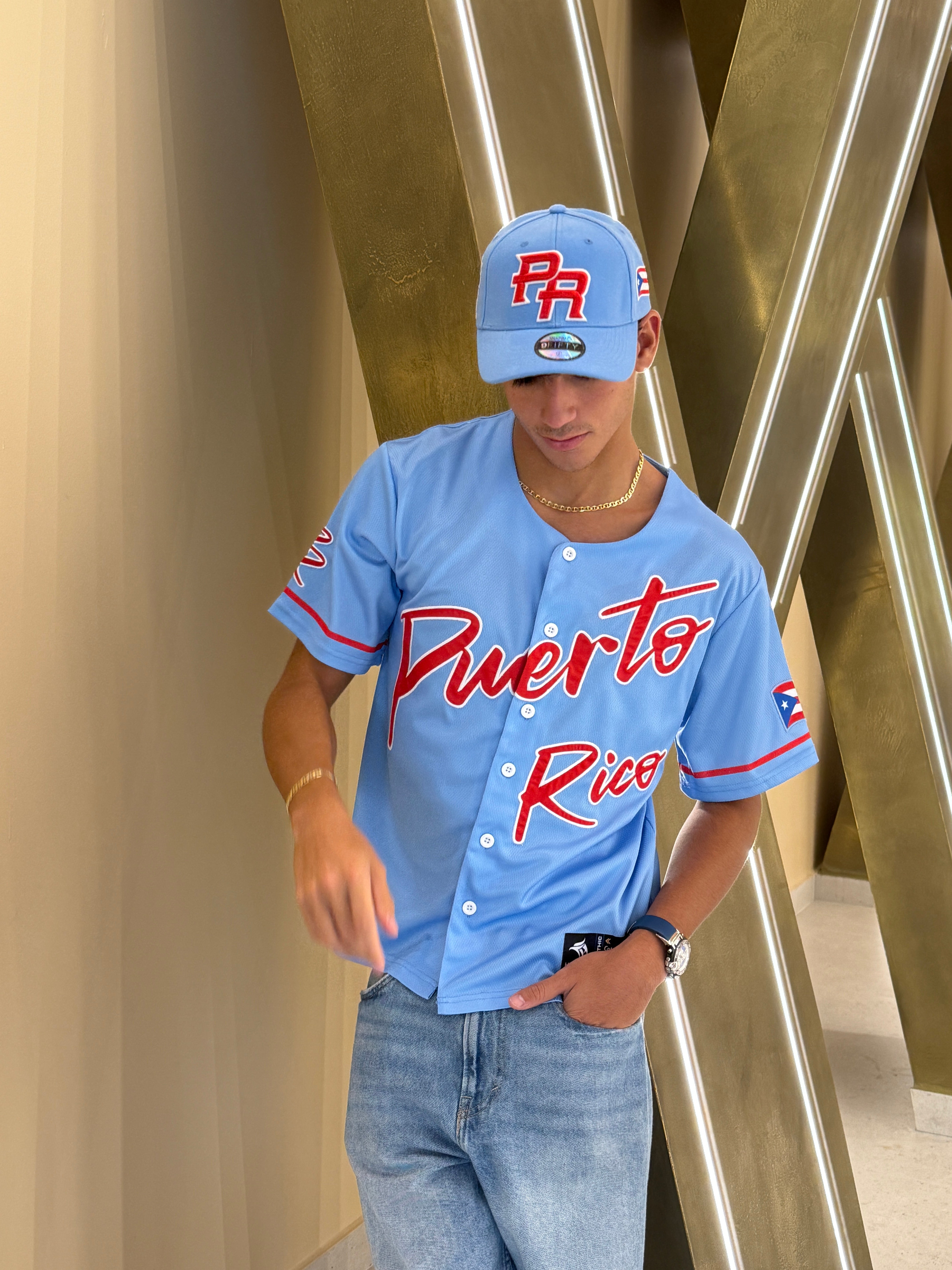 Puerto Rico Sky Blue V26  Embroidered Baseball Jersey Secondary image