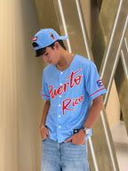 Puerto Rico Sky Blue V26  Embroidered Baseball Jersey