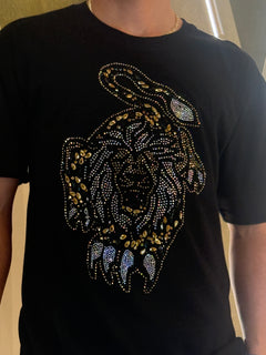 Golden Tiger Black Rhinestone T-Shirt