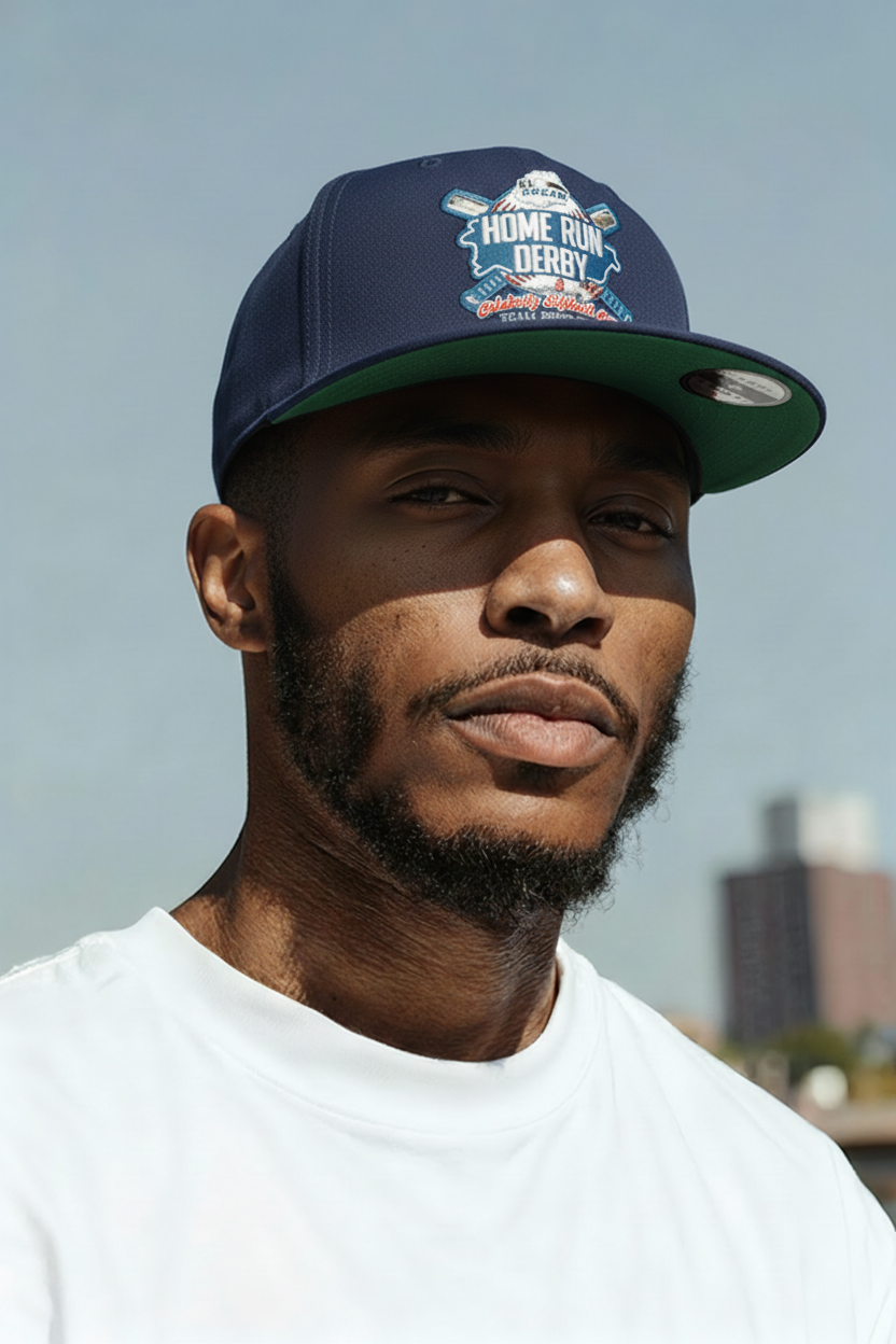 Limited Edition 2025 navy cotton flat brim cap with bold Home Run Derby