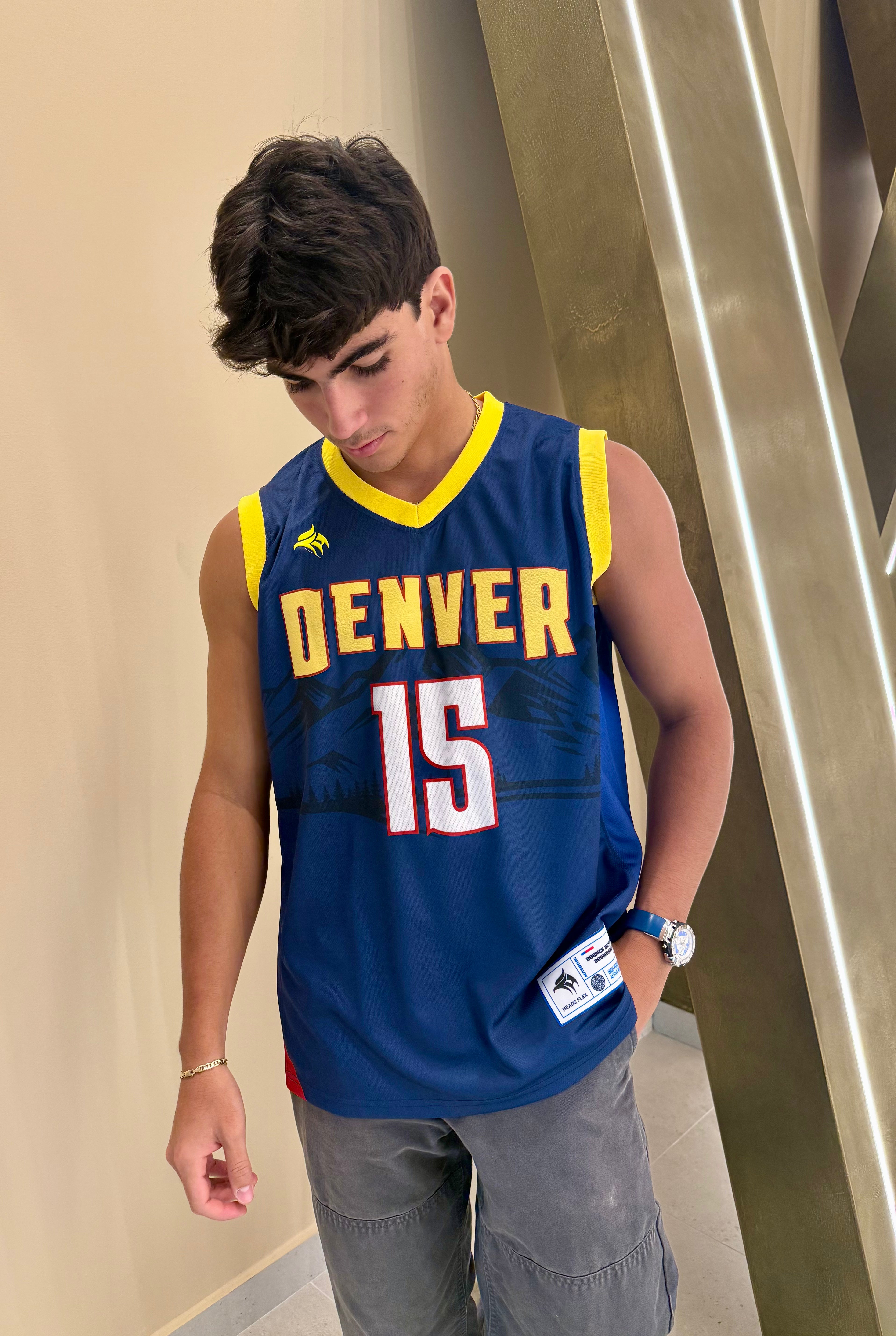Denver Blue Basketball Jersey #15 – Lightweight, Breathable, Streetwear Style for Men & Youth Main image