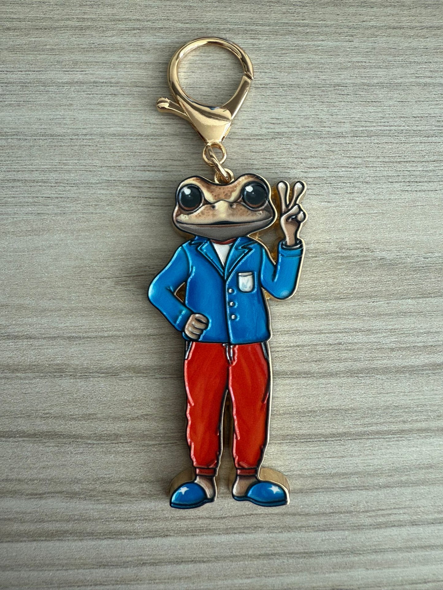 Metal Keychain Concho Frog Character Charm