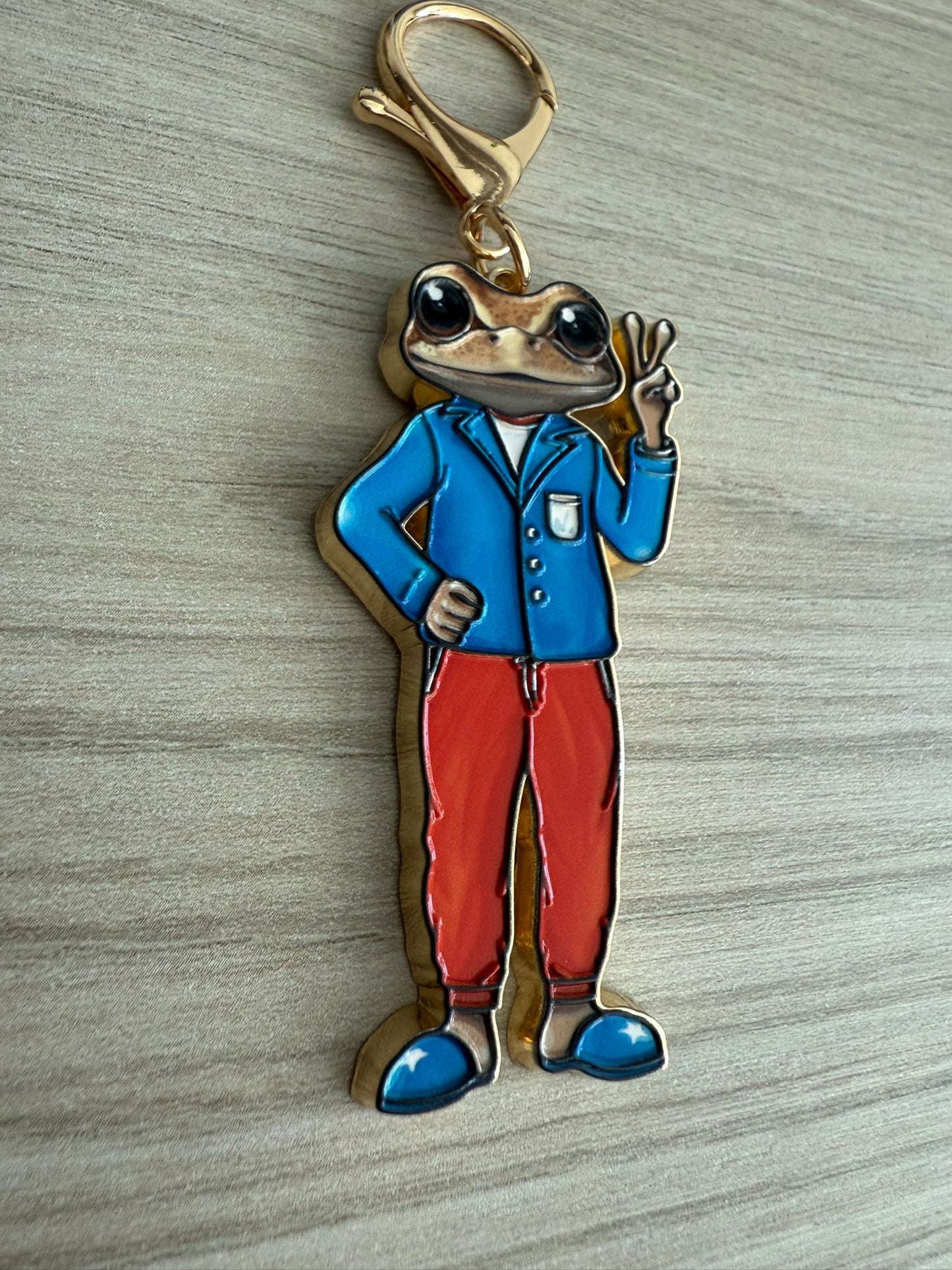 Metal Keychain Concho Frog Character Charm