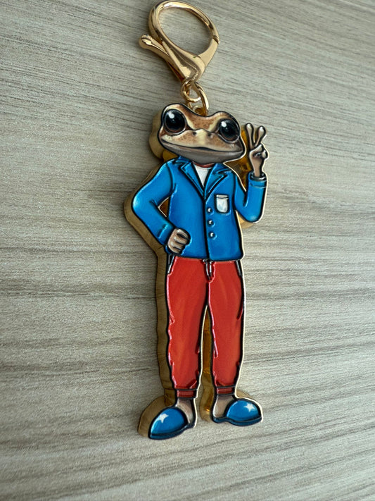 Metal Keychain Concho Frog Character Charm