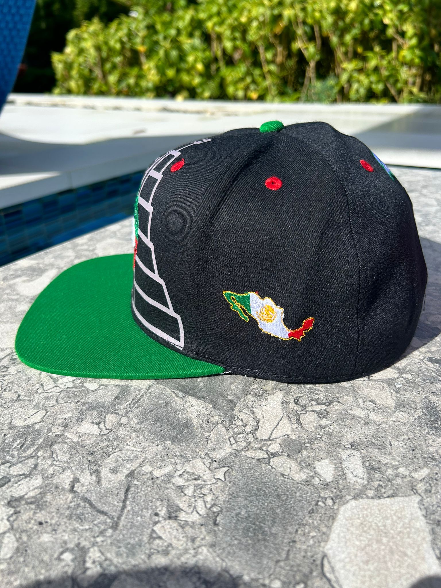 Side view with Mexico map in flag colors

