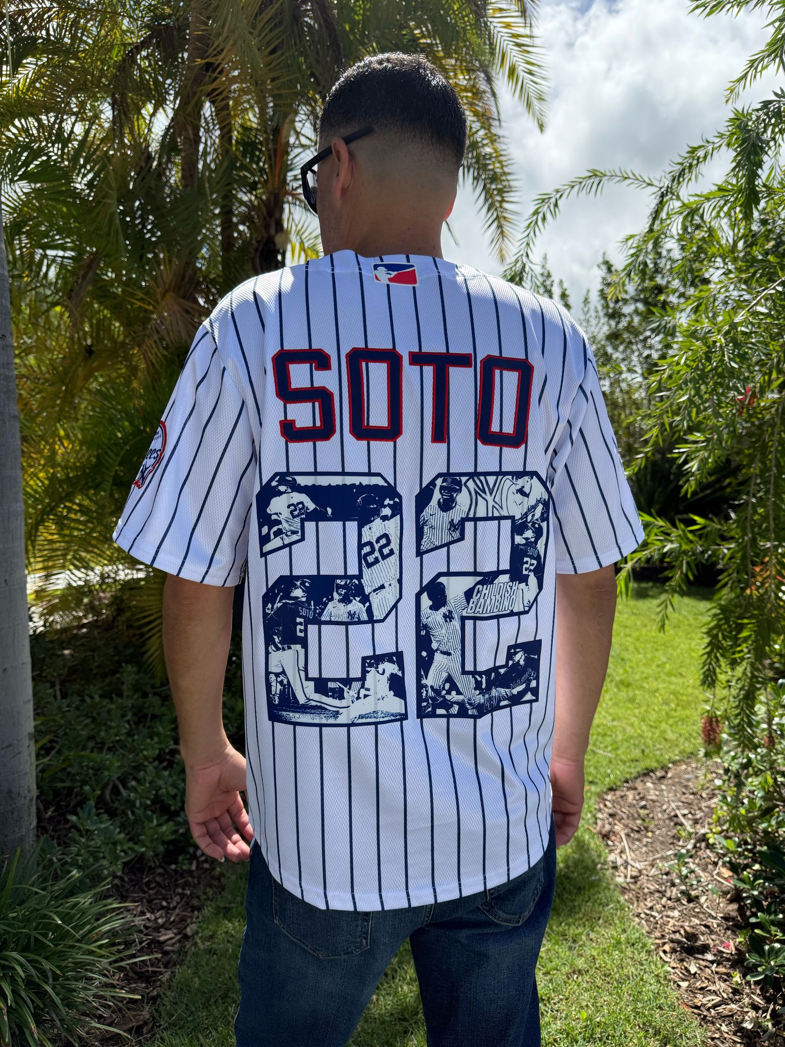 Soto 22 Baseball Jersey – New York Pinstripes with Action Collage Secondary image