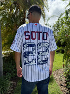 Soto 22 Baseball Jersey – New York Pinstripes with Action Collage