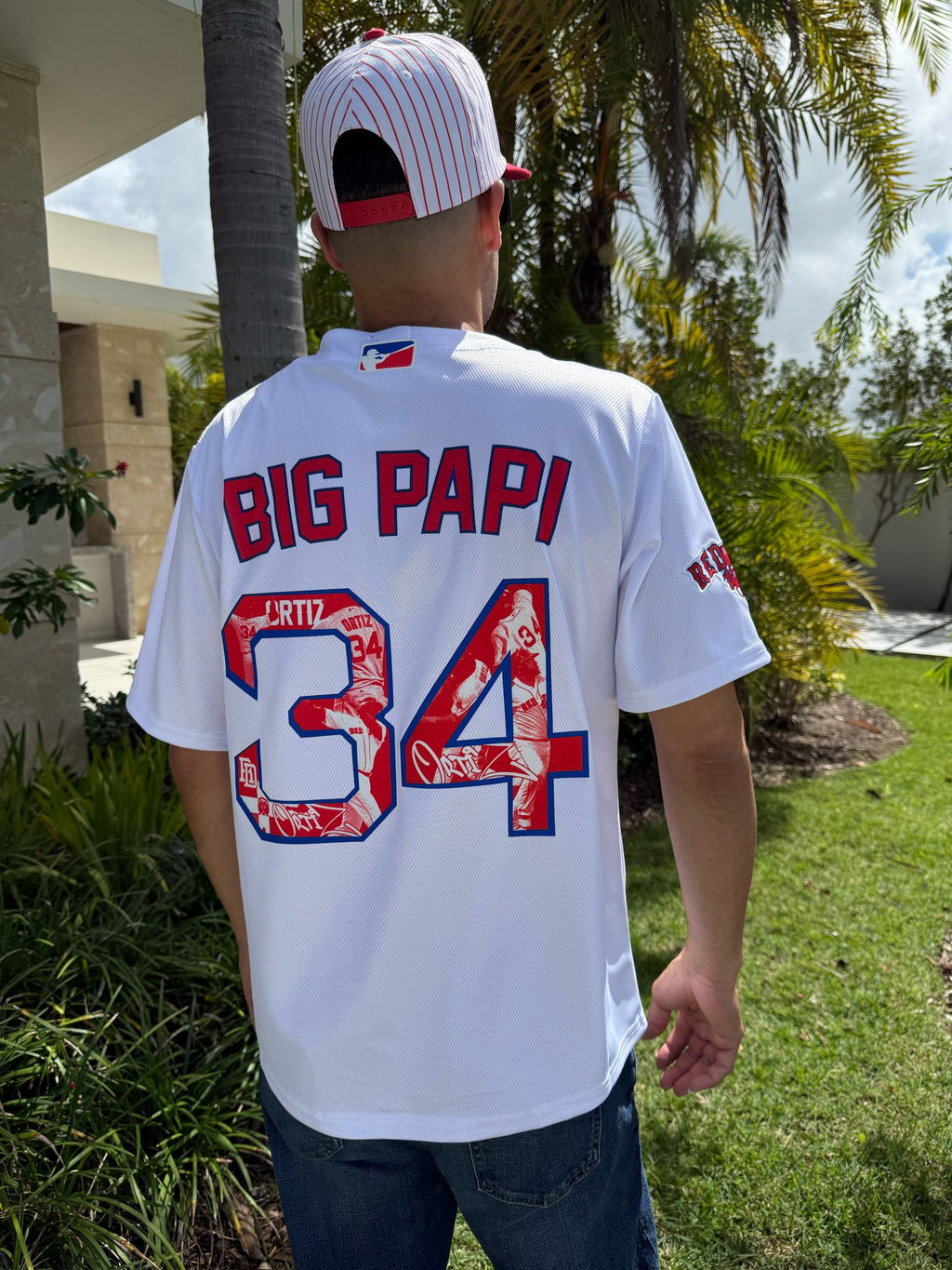 Back view of jersey with number 34 and tribute name

