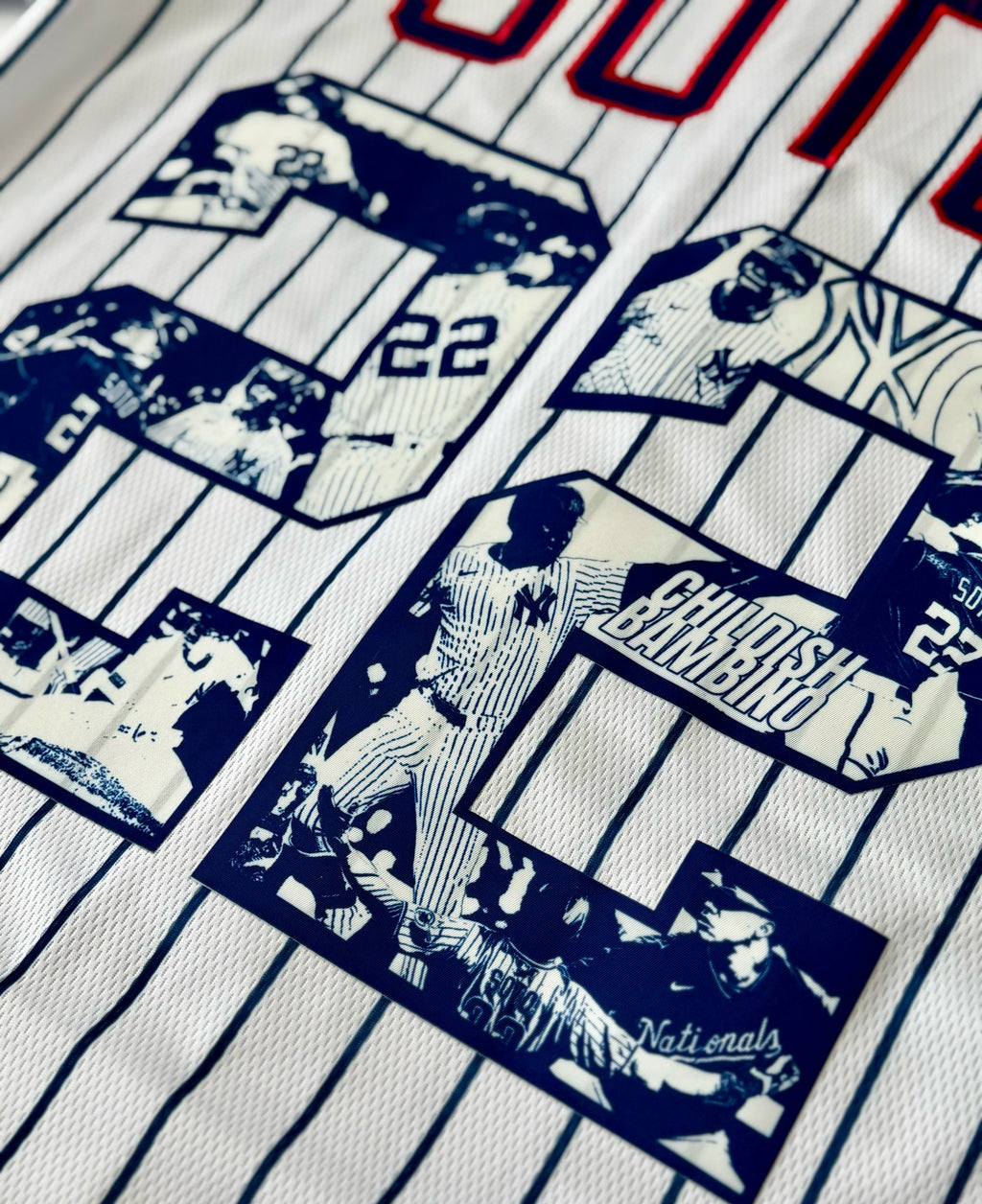 Soto 22 Baseball Jersey – New York Pinstripes with Action Collage