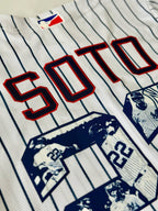 Soto 22 Baseball Jersey – New York Pinstripes with Action Collage