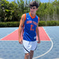 New York 11 Basketball Fan Jersey – Sleeveless Blue Orange