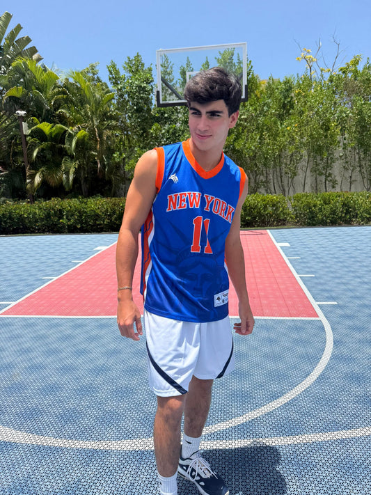 New York 11 Basketball Fan Jersey – Sleeveless Blue Orange