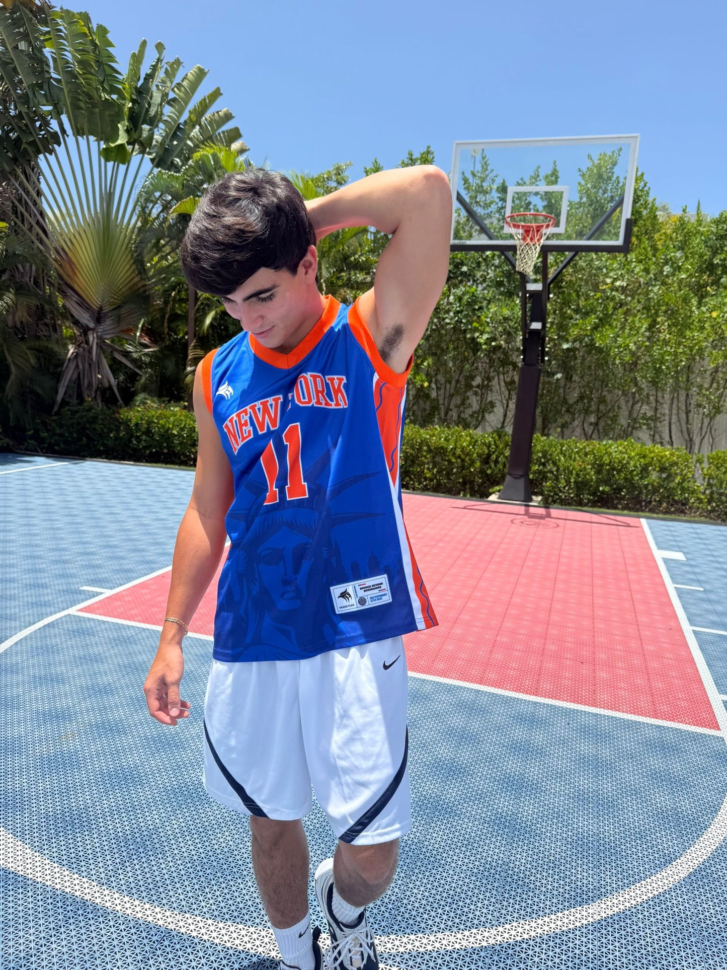 New York 11 Basketball Fan Jersey – Sleeveless Blue Orange