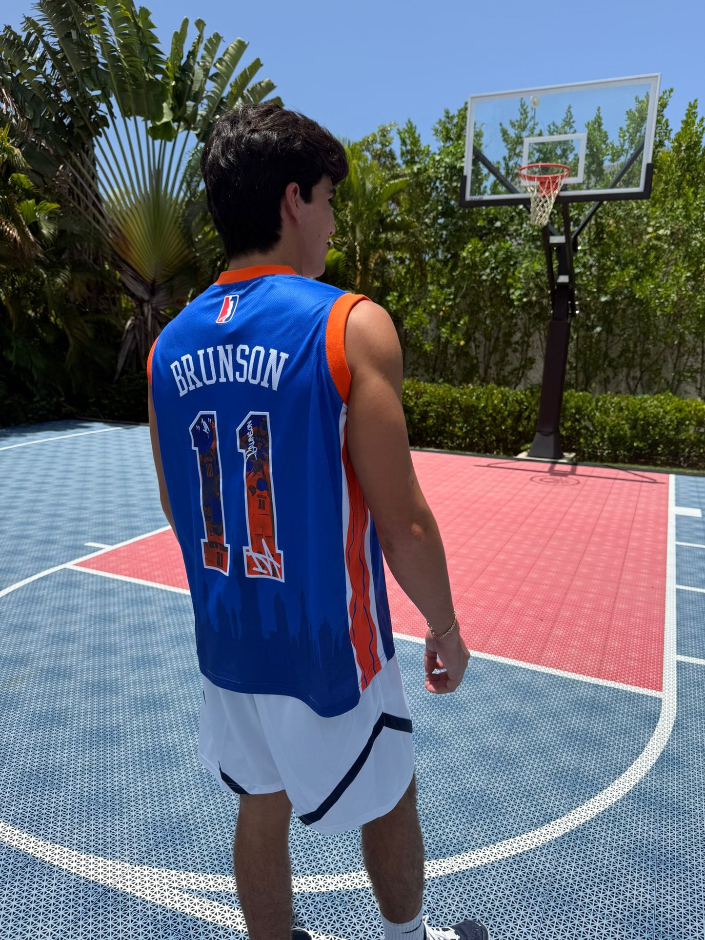 New York 11 Basketball Fan Jersey – Sleeveless Blue Orange