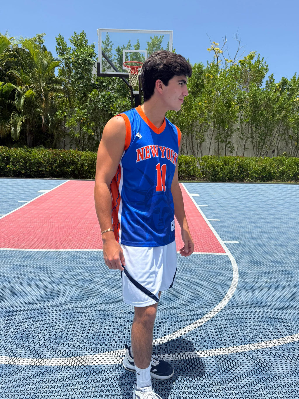 New York 11 Basketball Fan Jersey – Sleeveless Blue Orange