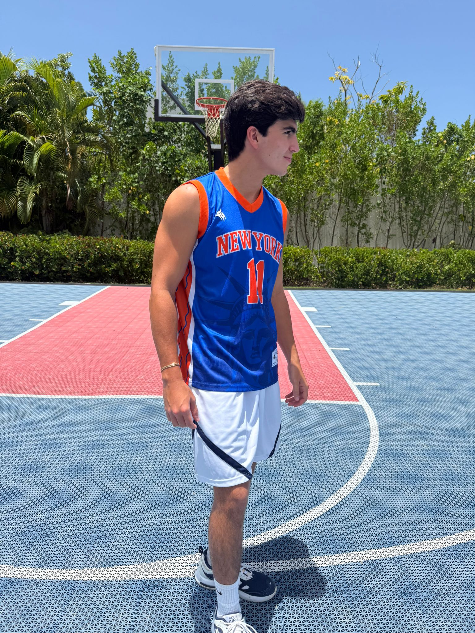 New York 11 Basketball Fan Jersey – Sleeveless Blue Orange