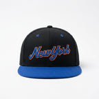 Black and blue cap with 'New York' text on a white background