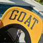 Inside view of GOAT print on Clemente baseball cap

