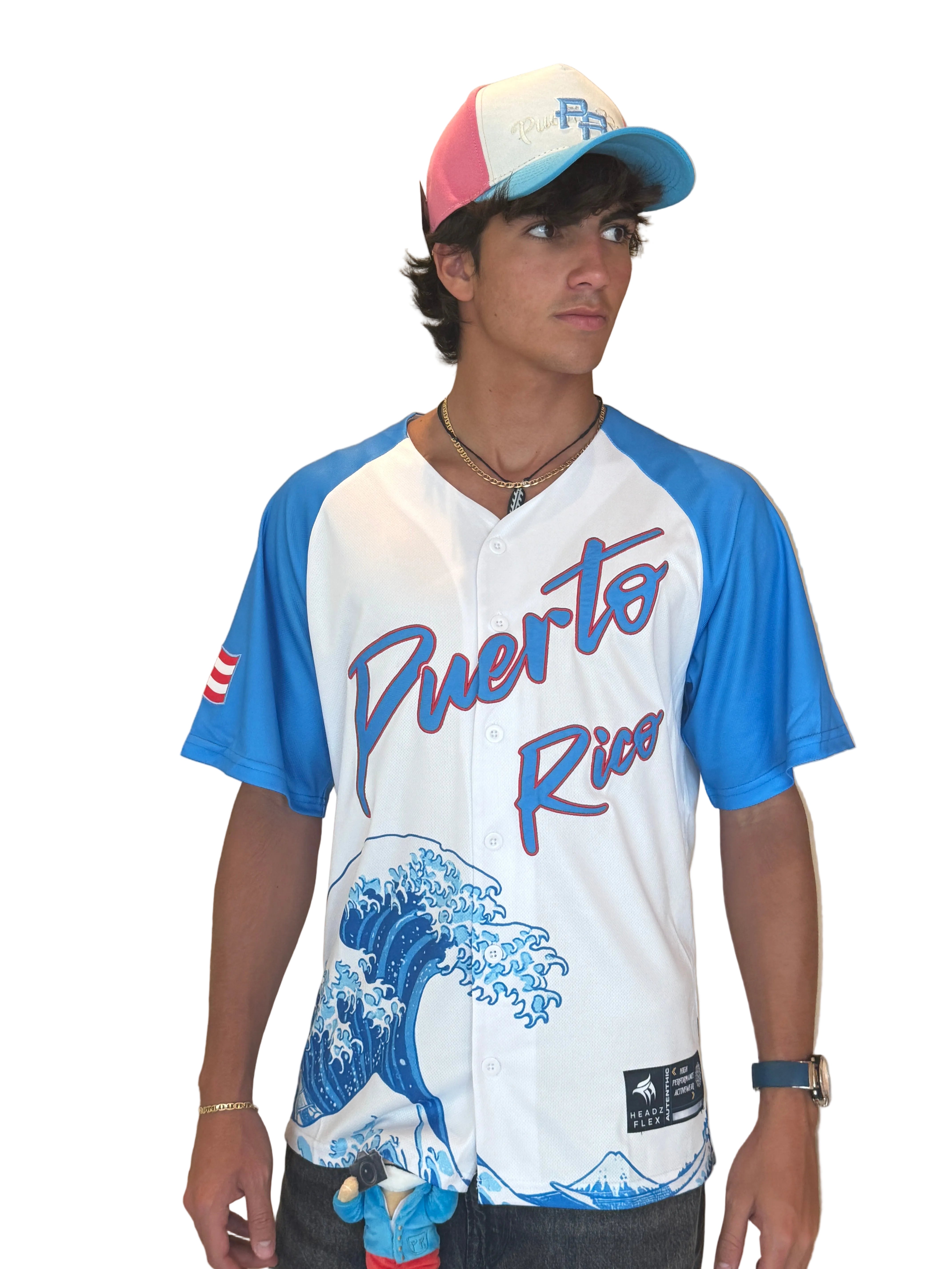 Puerto Rico Baseball Jersey – Blue & White Wave Edition Main image