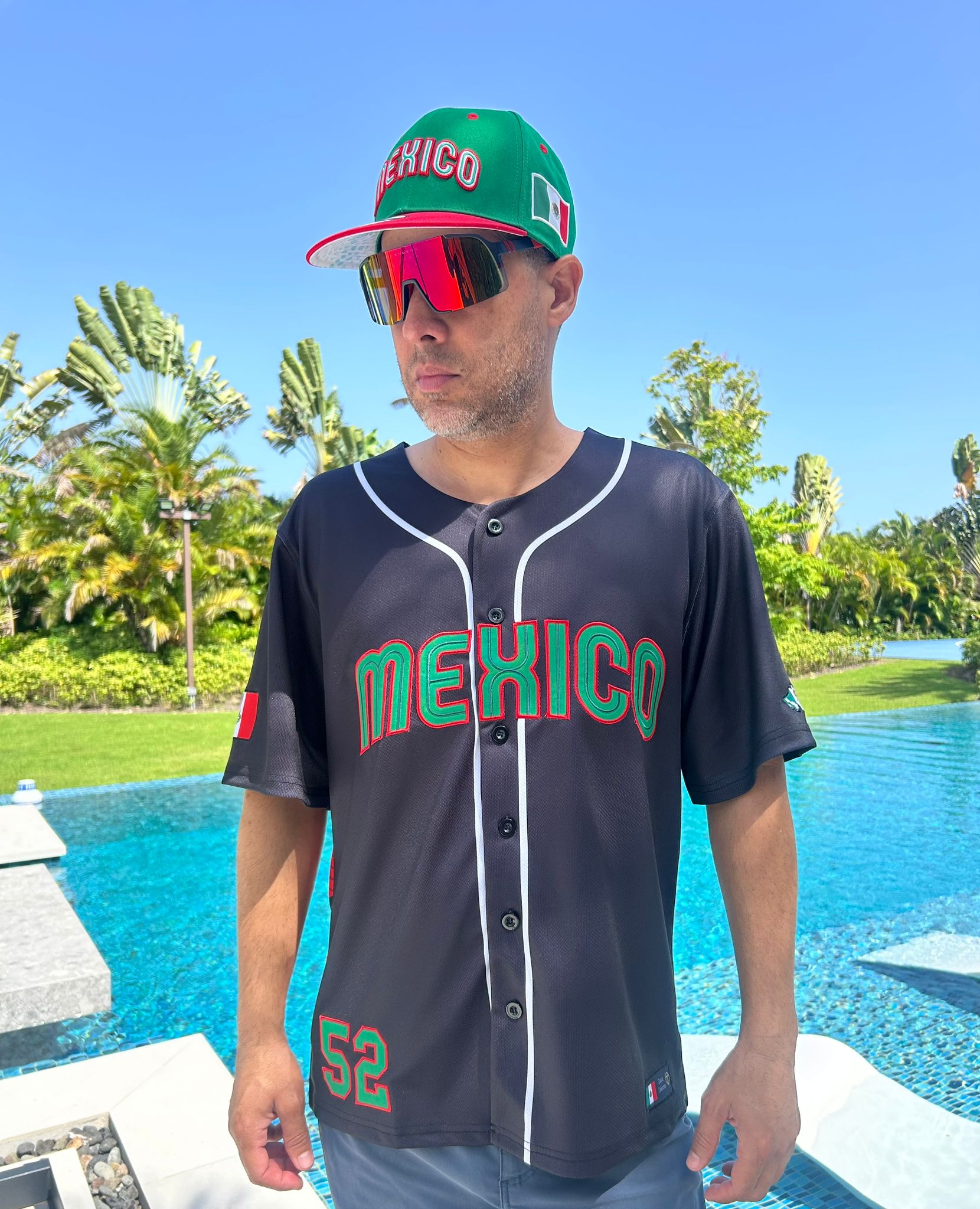 Mexico Embroidery Black Baseball Jersey – Limited Edition, Mexican Flag & Eagle Design Main image