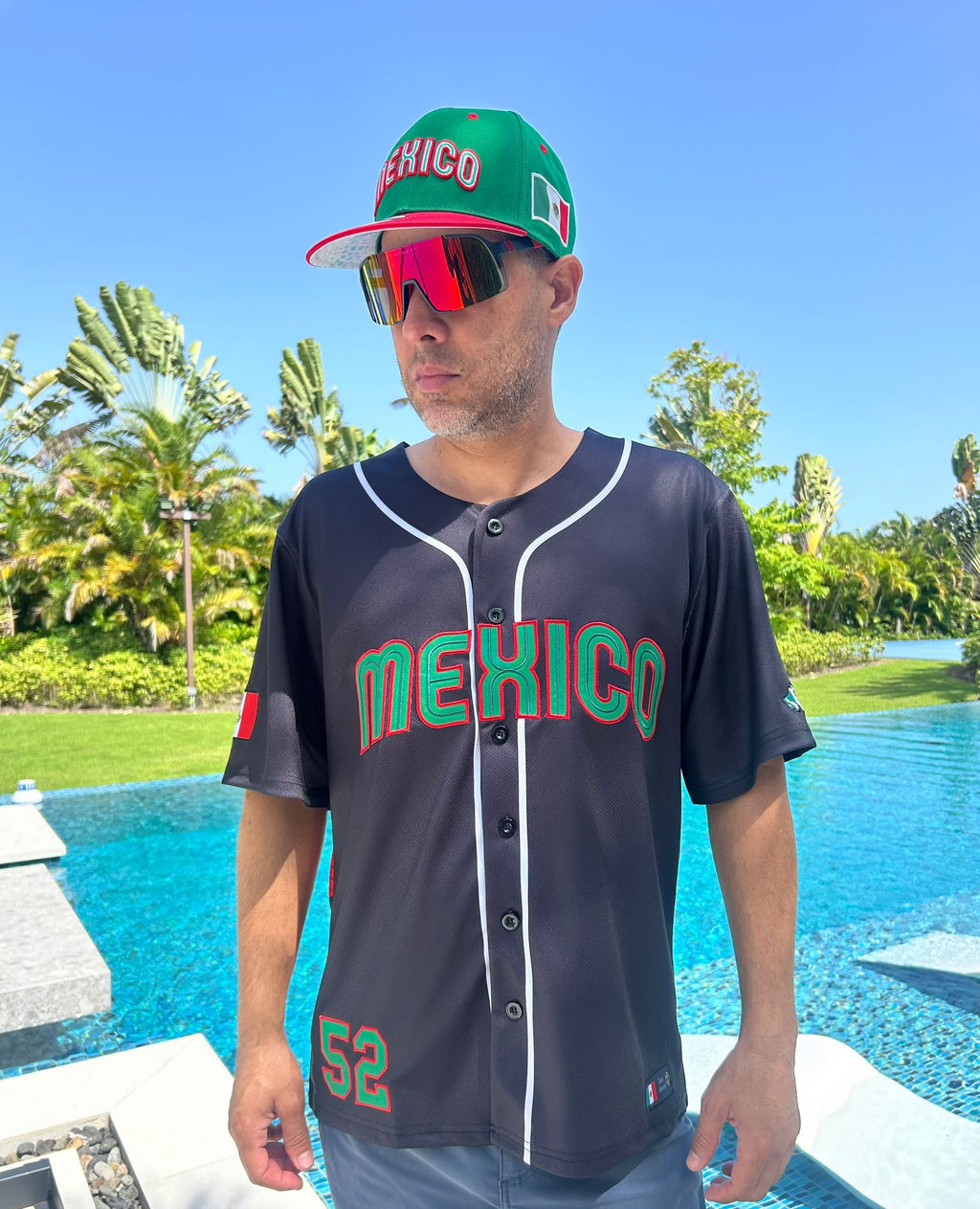 Mexico Embroidery Black Baseball Jersey – Limited Edition, Mexican Flag & Eagle Design