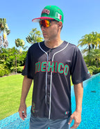 Mexico Embroidery Black Baseball Jersey – Limited Edition, Mexican Flag & Eagle Design