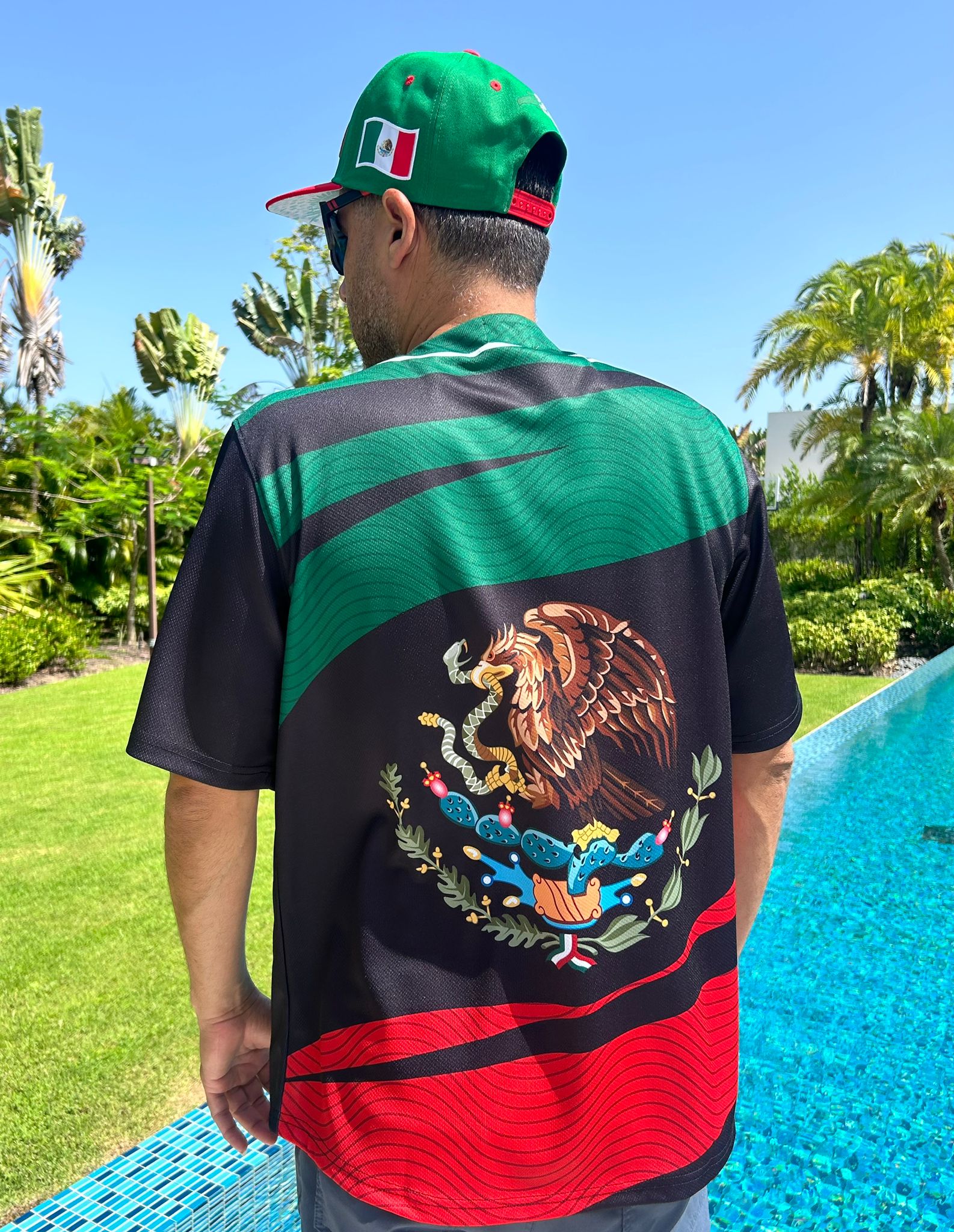 TAINOWEARS Mexico Embroidery Black Baseball Jersey – Limited Edition, Mexican Flag & Eagle Design