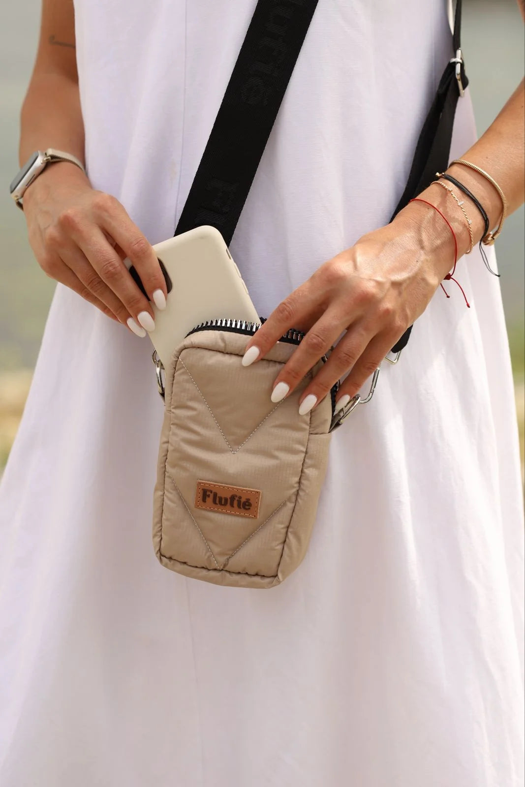 Padded Crossbody Phone Bag – Lightweight Mini Purse for Women, Sand Beige