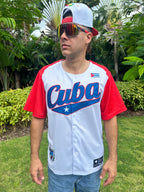 Man wearing Cuba Baseball Jersey outdoors

