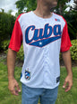 Front of Cuba Baseball Jersey with red sleeves

