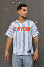 New York # 12 Baseball Jersey –Blue  White Stripe Fans Edition | Unisex