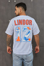 New York # 12 Baseball Jersey –Blue  White Stripe Fans Edition | Unisex
