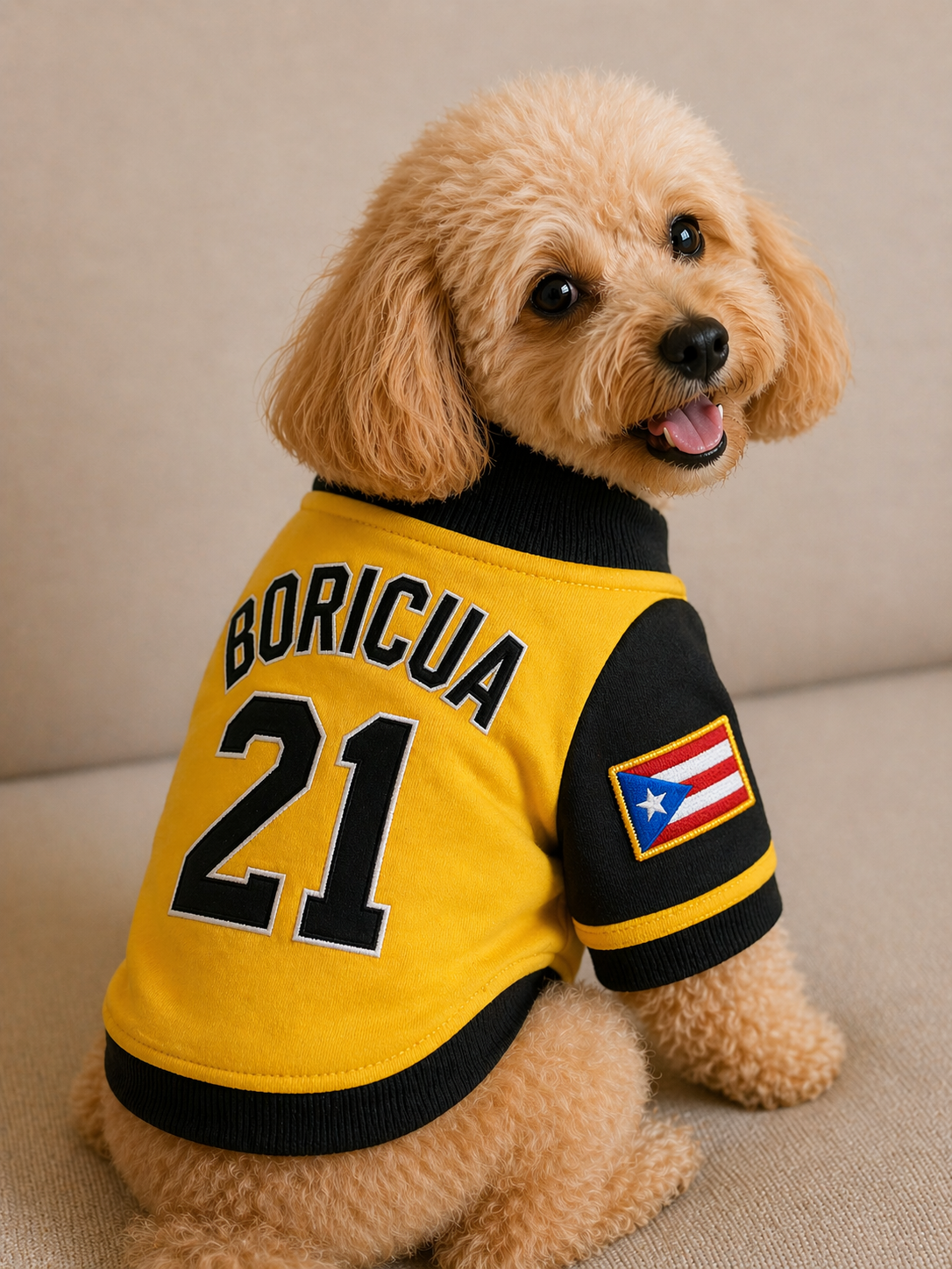 Boricua Pet Jersey – Black/Yellow