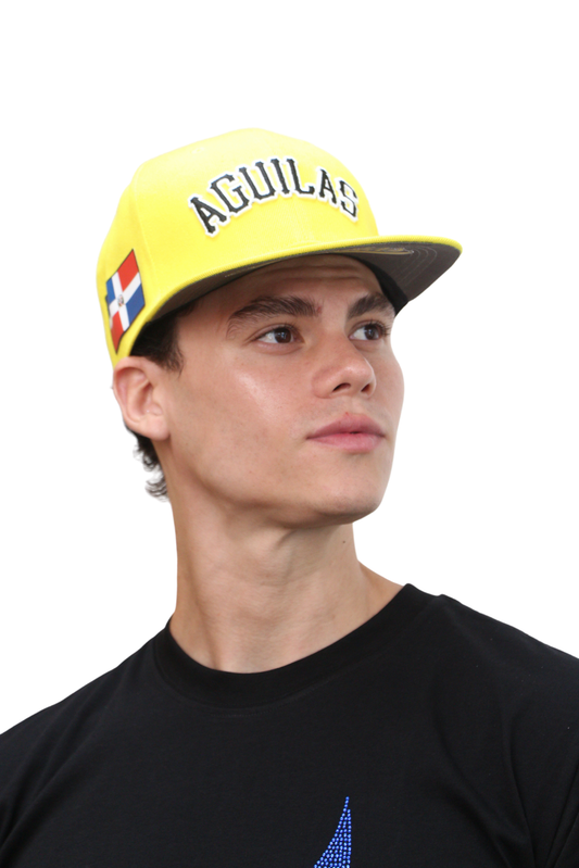 Front view of Águilas Cibaeñas yellow snapback cap