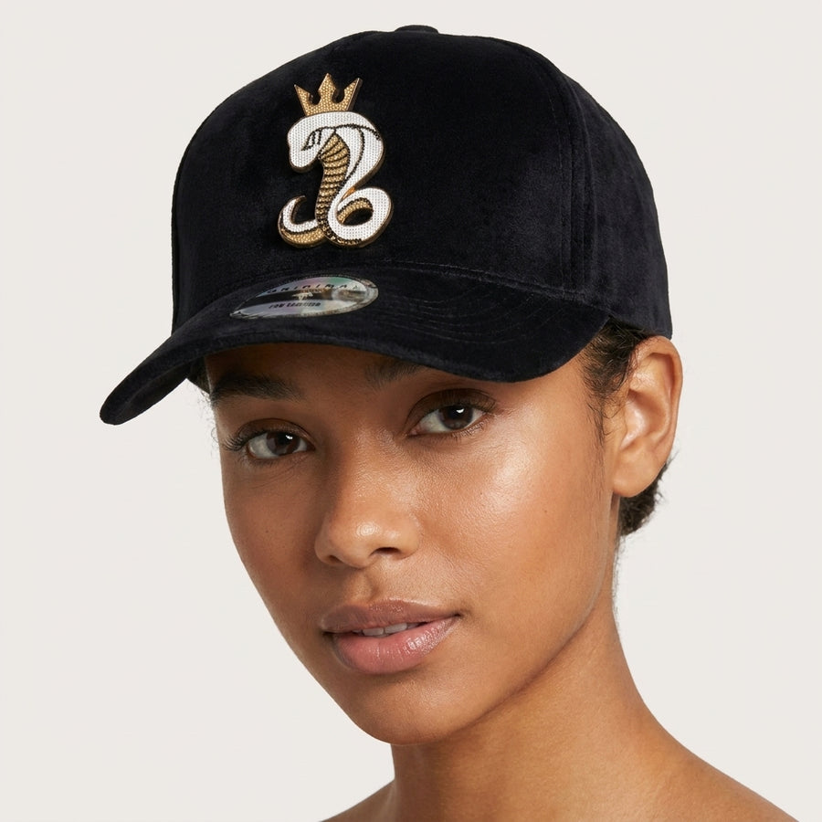 Royal Cobra Black Velvet Snapback Hat