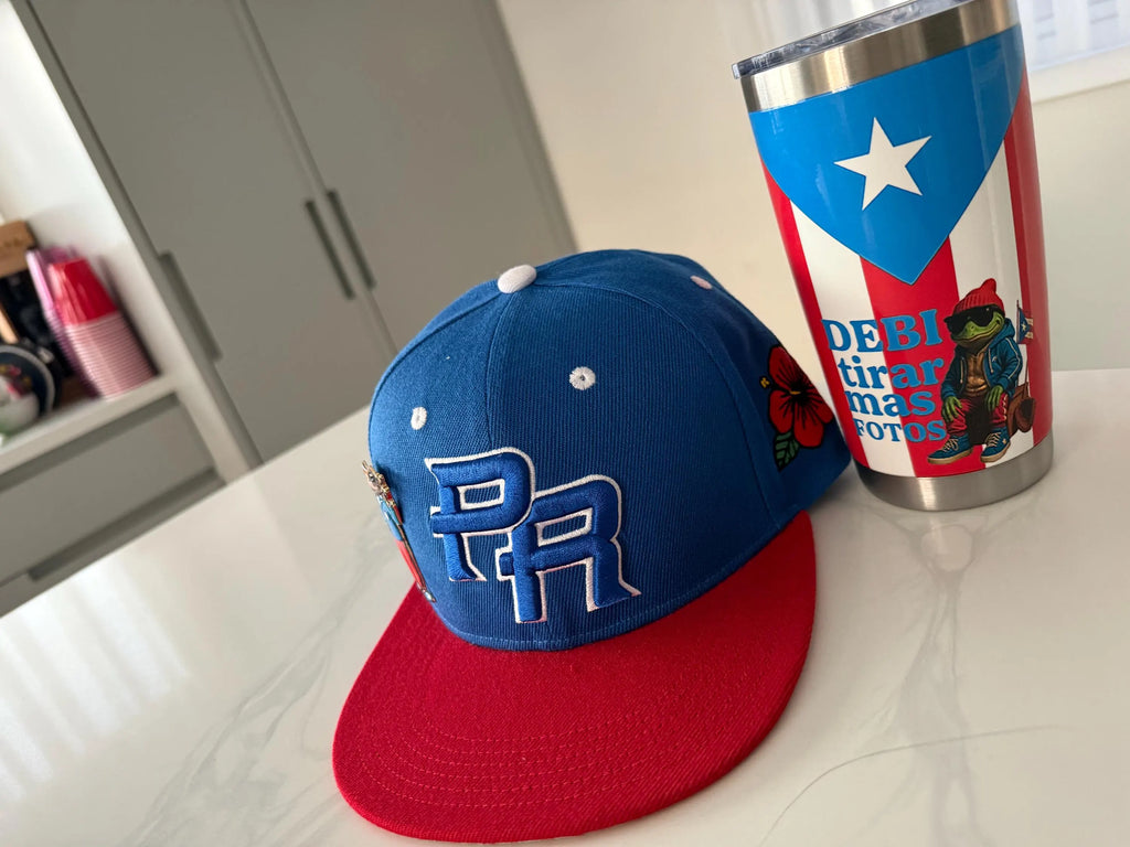 Pinned Edition PR Embroidered Snapback Hat: Sapo Concho Metal Pin - Blue & Red