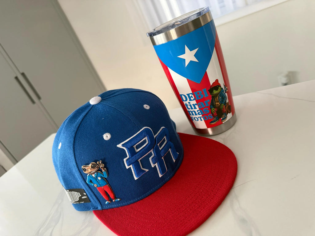 Pinned Edition PR Embroidered Snapback Hat: Sapo Concho Metal Pin - Blue & Red