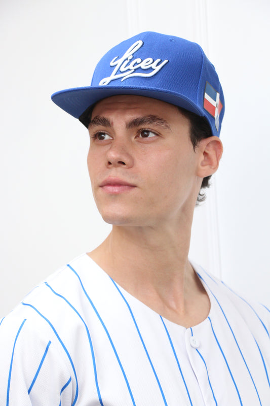 Licey Baseball Cap - Blue Snapback Flat Bill |  Embroidery & Dominican Republic Flag