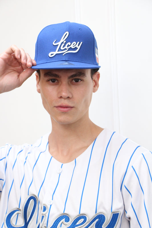 Licey Baseball Cap - Blue Snapback Flat Bill |  Embroidery & Dominican Republic Flag