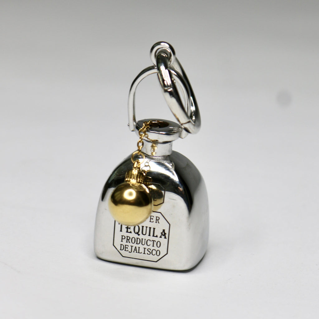 Mini Tequila Bottle Metal Alloy Charm – Silver Travel Accessory for Bags, Luggage & Carry-On