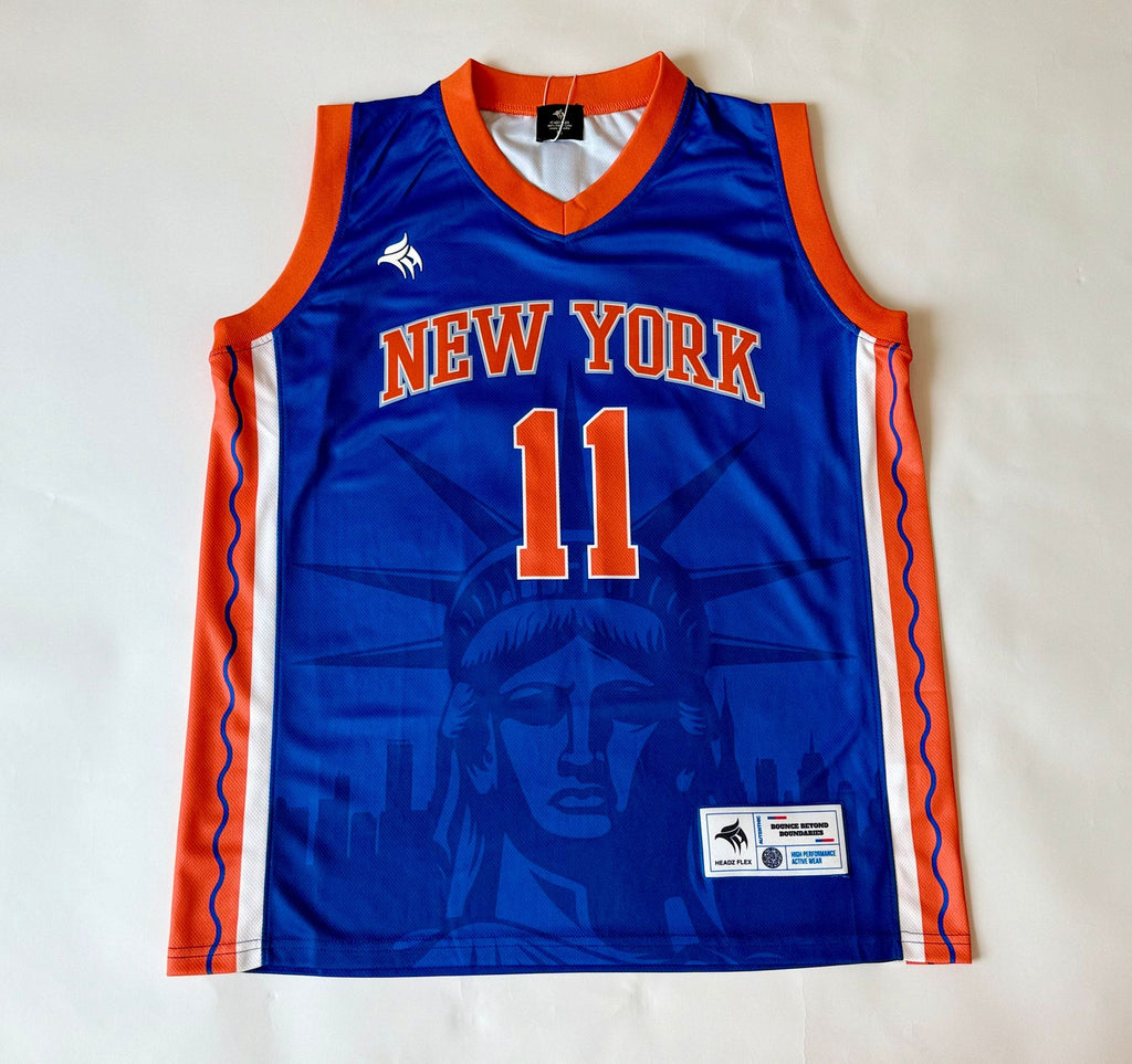 New York 11 Basketball Fan Jersey – Sleeveless Blue Orange
