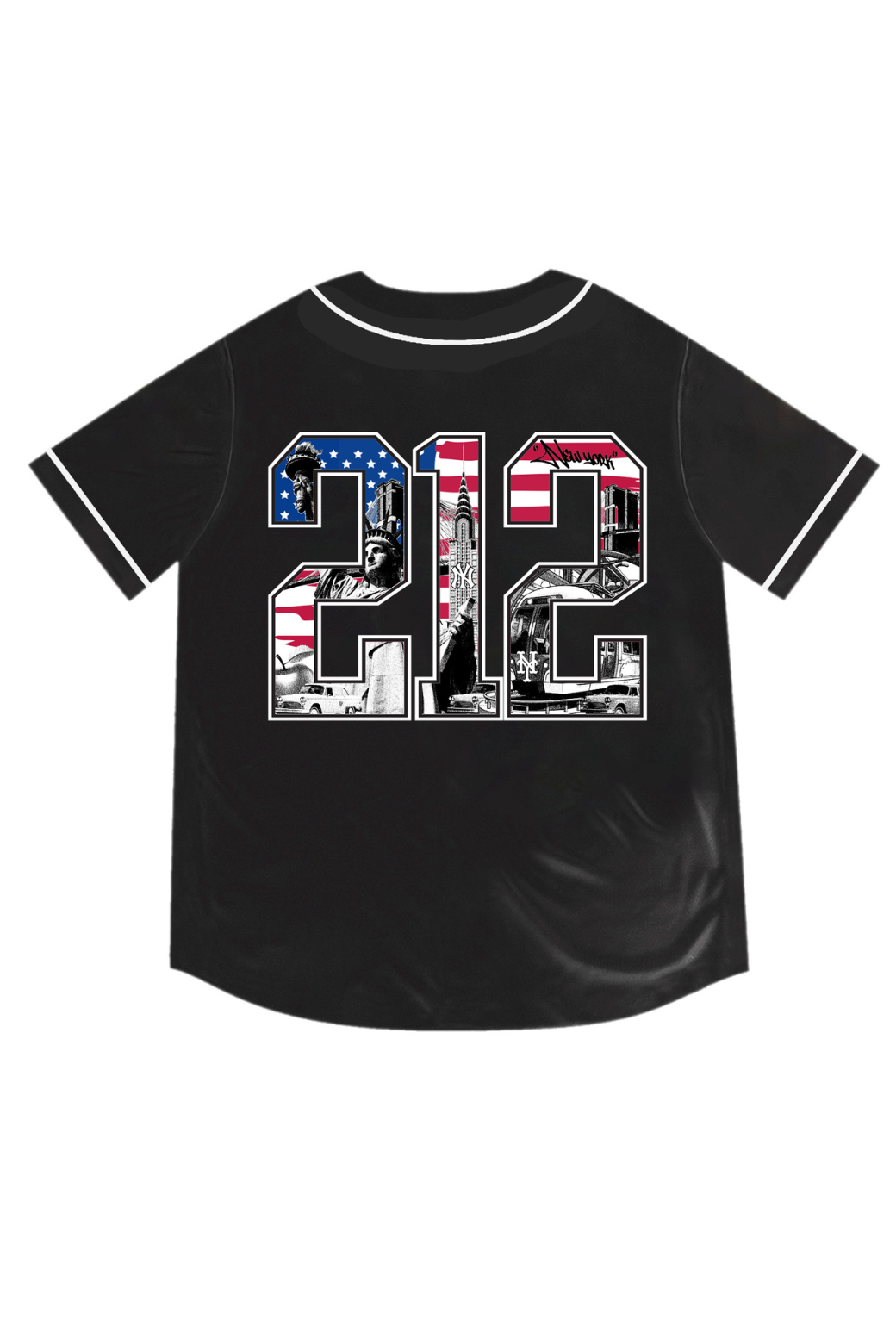 New York Baseball Jersey – 212 Fan Edition with NYC Landmarks and Embroidered Front Design