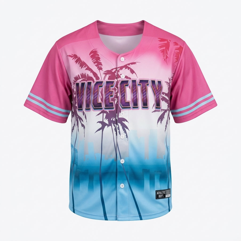 Neon Coast pink and blue button jersey